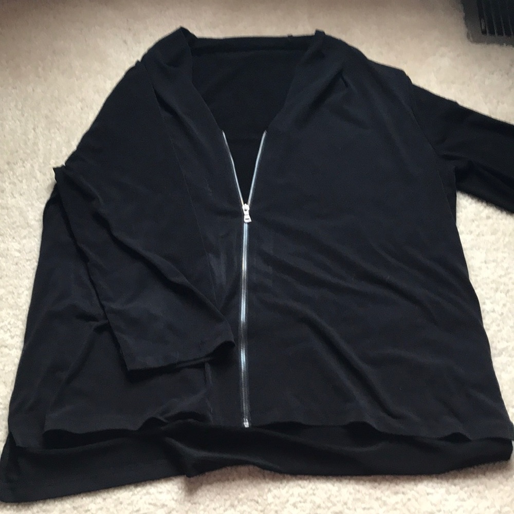 Tahari black zip down top